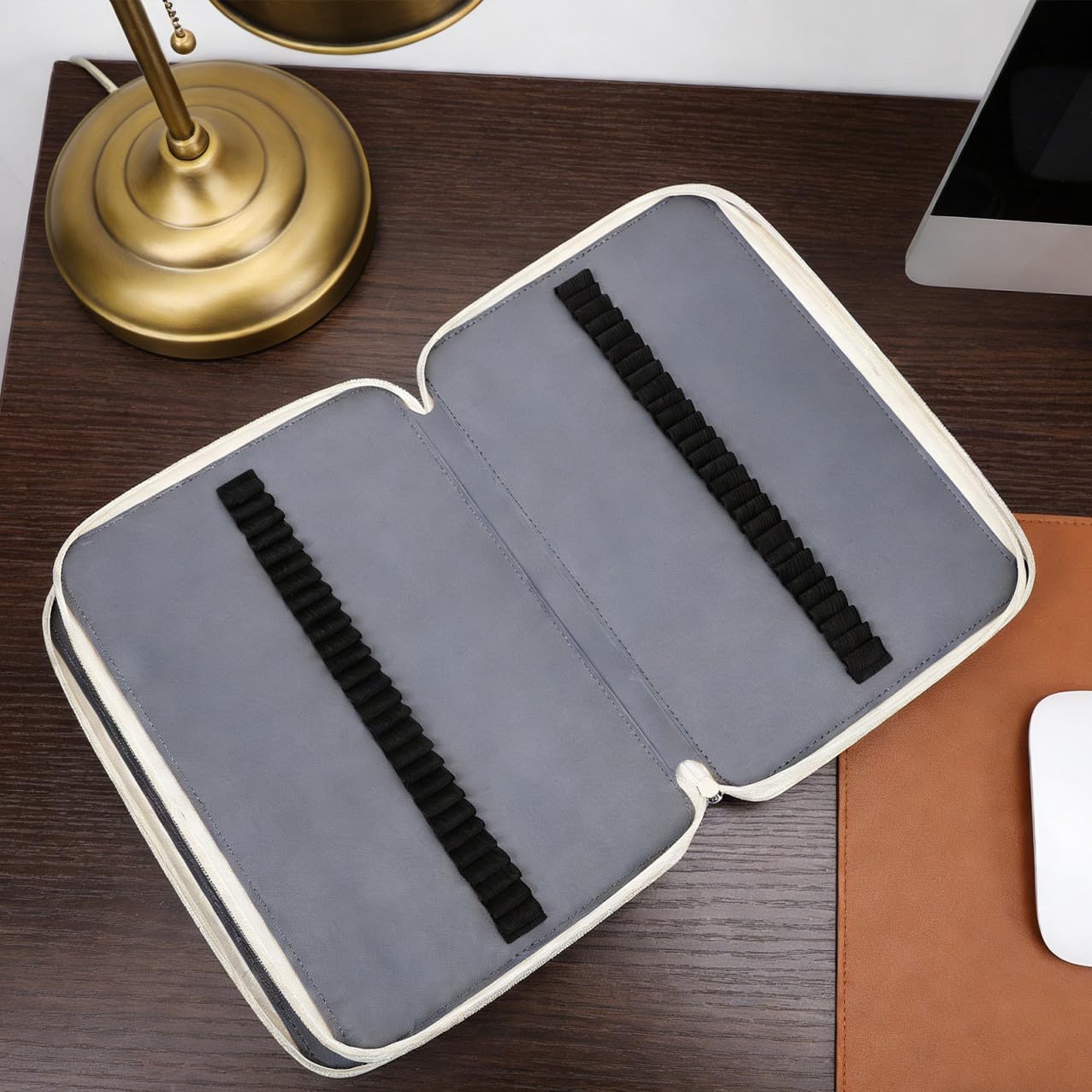 EXCEART Estuche para Lápices de Gran Capacidad 216 Agujeros PU Rojo