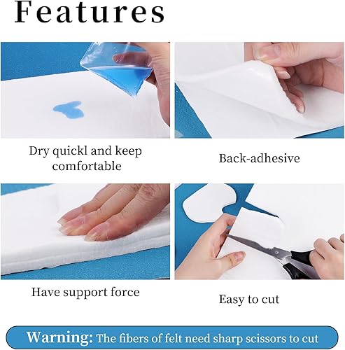 Miniatura 4 de Pllieay Rollos de fieltro con respaldo adhesivo, rollo de fieltro ortopédico de 14 pulgadas de grosor de 6 pulgadas x 1.1 yardas, mezcla de rayón de