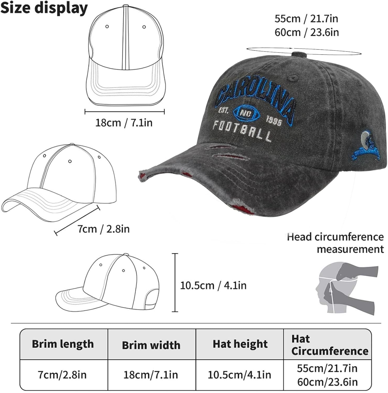 Football Hat Baseball Cap Embroidered City Vintage Fans Cap Hat for Men Women Cotton Cap Adjustable Buckle Strap - Image 4