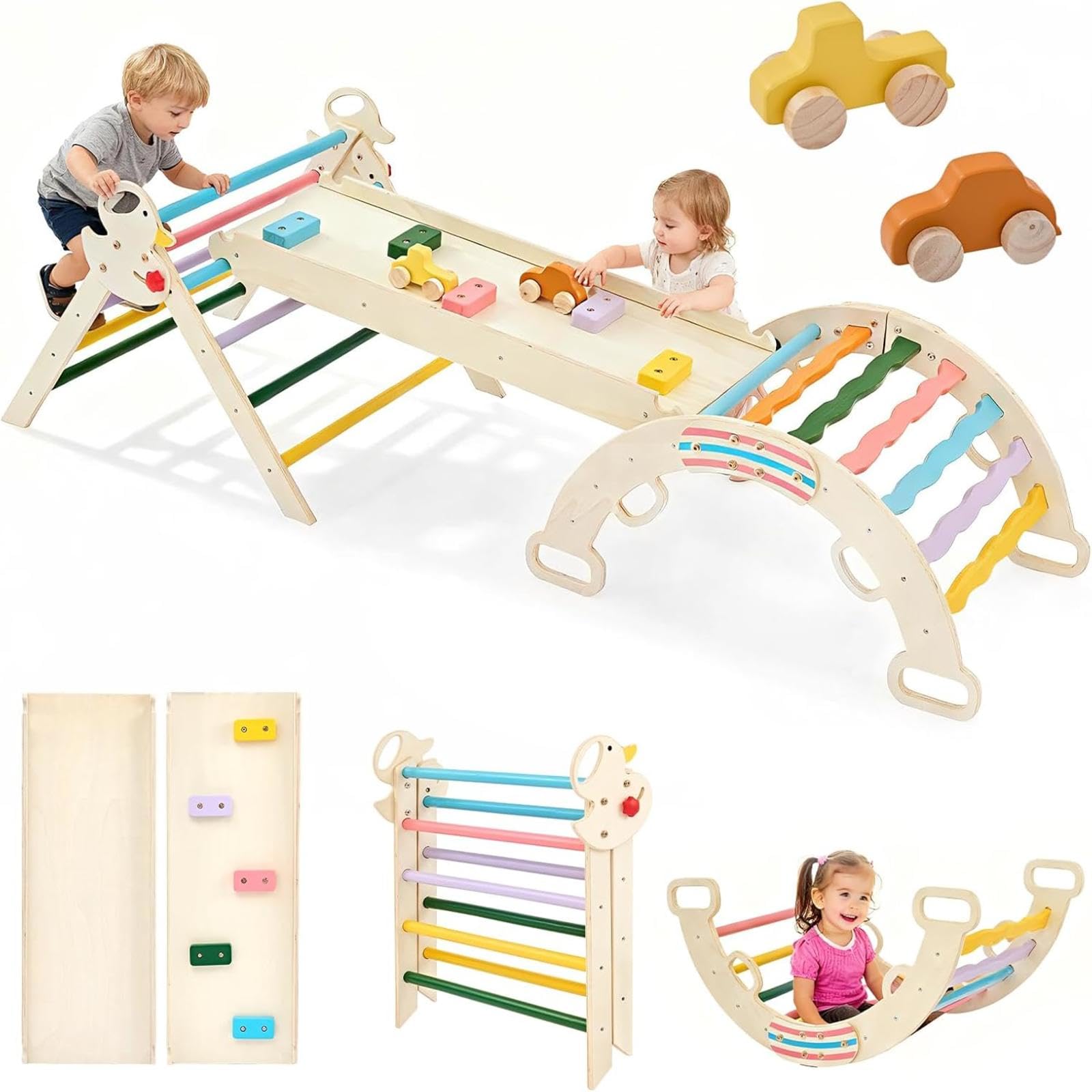 DUMOS 9-in-1 Pikler Triangle Set - indoor climbers and play structures | Mubboo