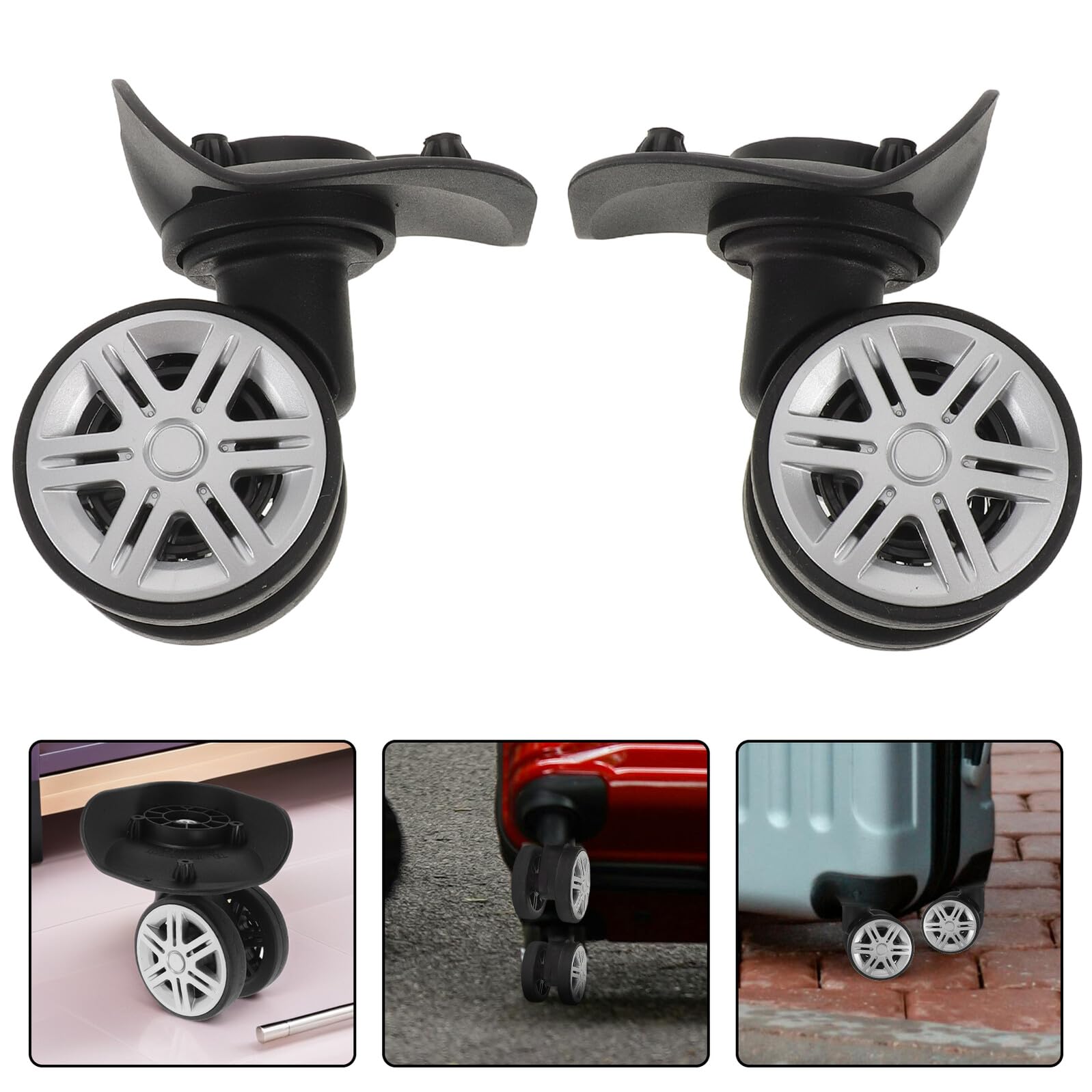 4 Pares Ruedas Silenciosas para Maletas de Viaje Ruedas Giratorias de Repuesto Aplicables de Goma para Equipaje