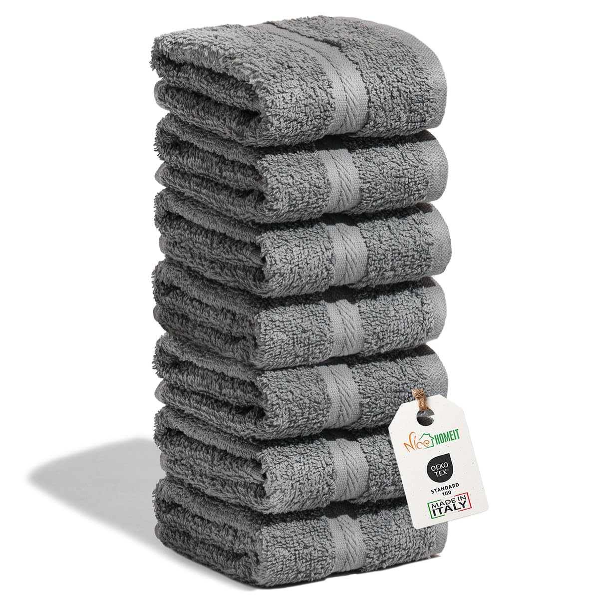 nice homeit Juego de 6 Toallas de 30 x 30 cm – Toallas de Cara y Invitados 100% algodón – para Manos, Maquillaje, Cocina, hogar y Viajes (Gris Oscuro) OEKO-TEX STANDARD 100