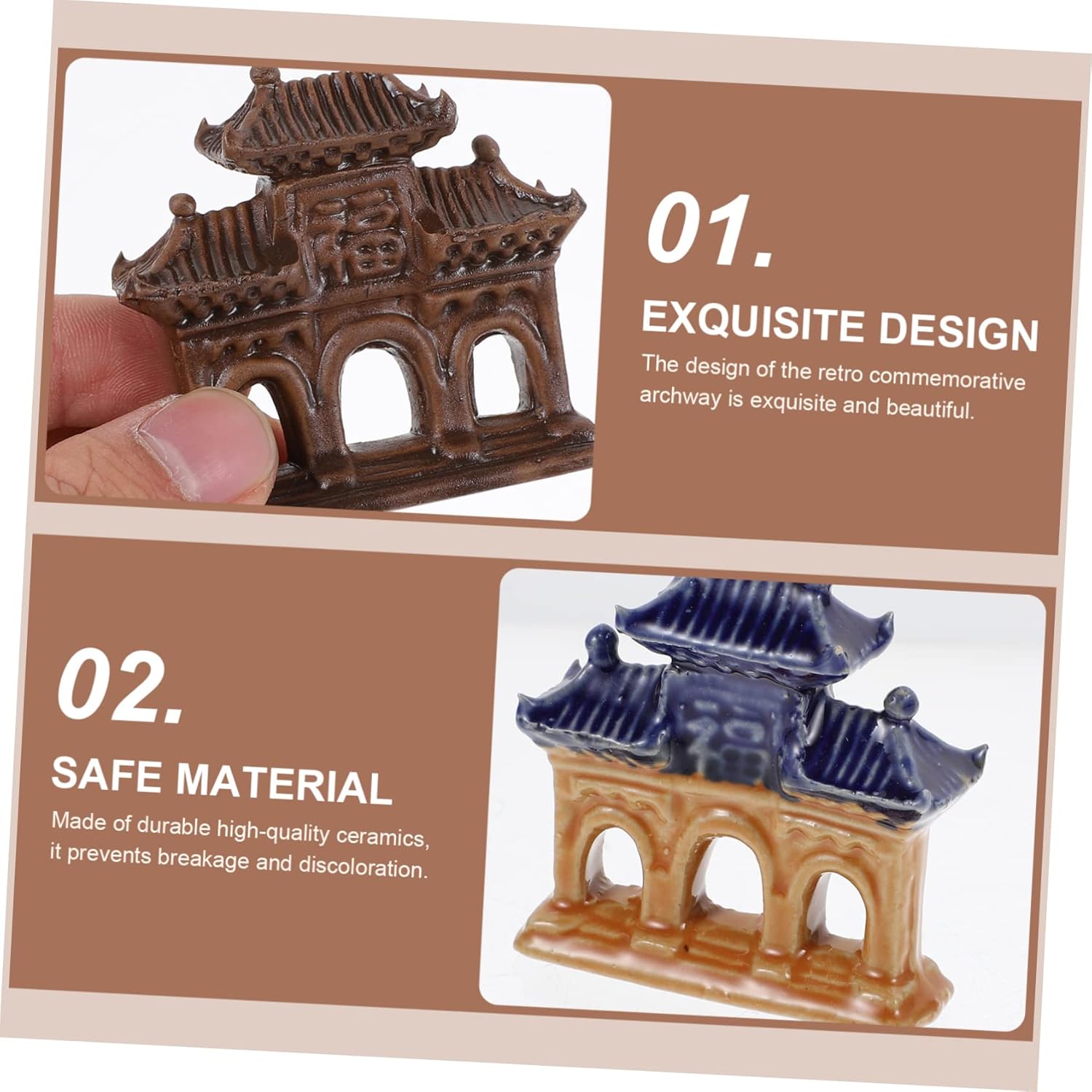 2pcs Decor Fish Tank Ornaments - Miniature Gate Decor, Retro Landscape Fish Tank Grass Ornament