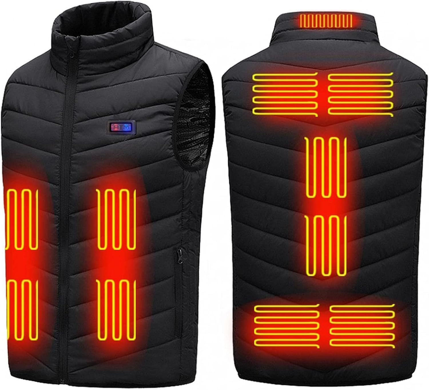 Chaleco eléctrico de talla grande, chaleco de doble control de 11 zonas de alta calidad, chaleco para senderismo para hombres y mujeres