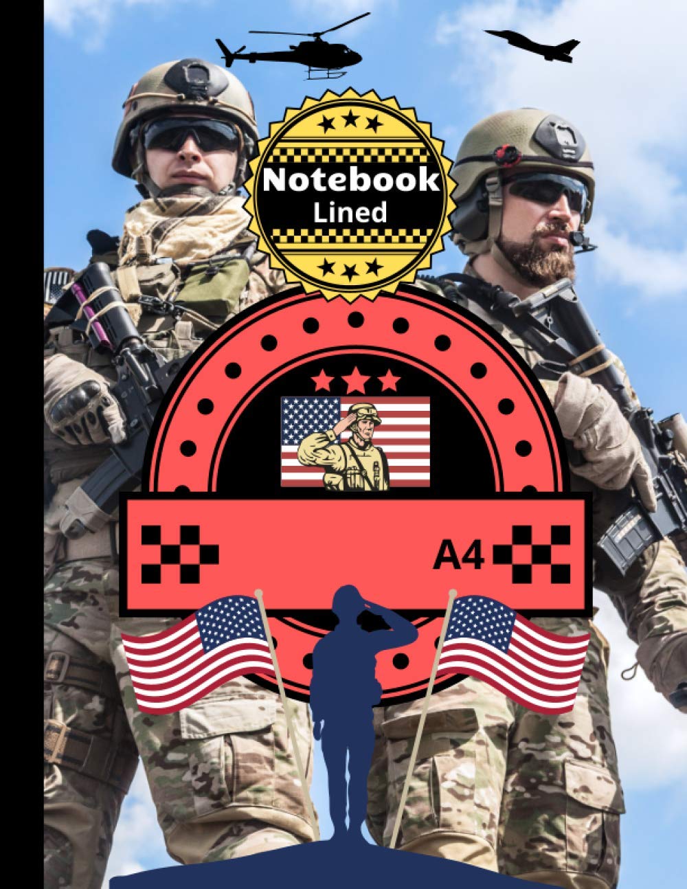 Notebook Lined Army USA 100 pages A4 to school, university, home.: Lined Notebook