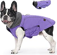 Vista 15 de EMUST Abrigos de invierno para perro, ropa de forro polar para mascotas para clima frío, estilo británico, chaqueta cálida a prueba de viento