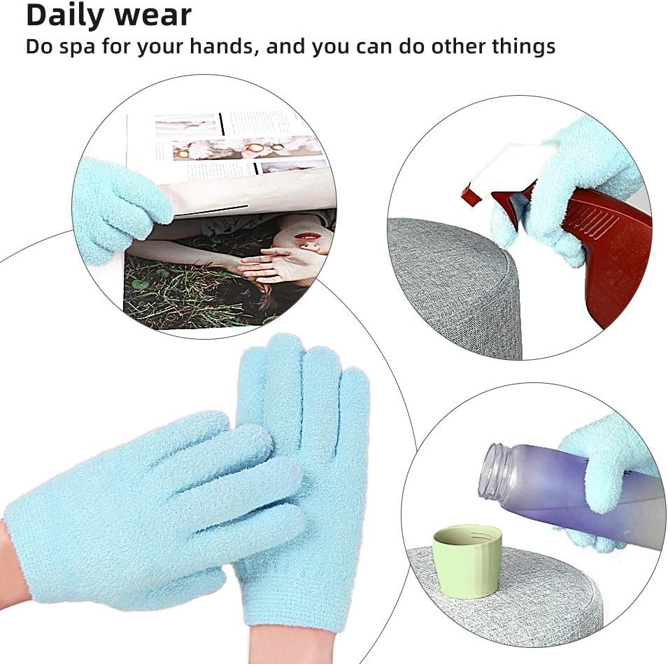 Moisturizing Gloves for Moisturize Soften Repairing Dry Cracked Hands Skin Care (Blue, Glove) : Beauty & Personal Care