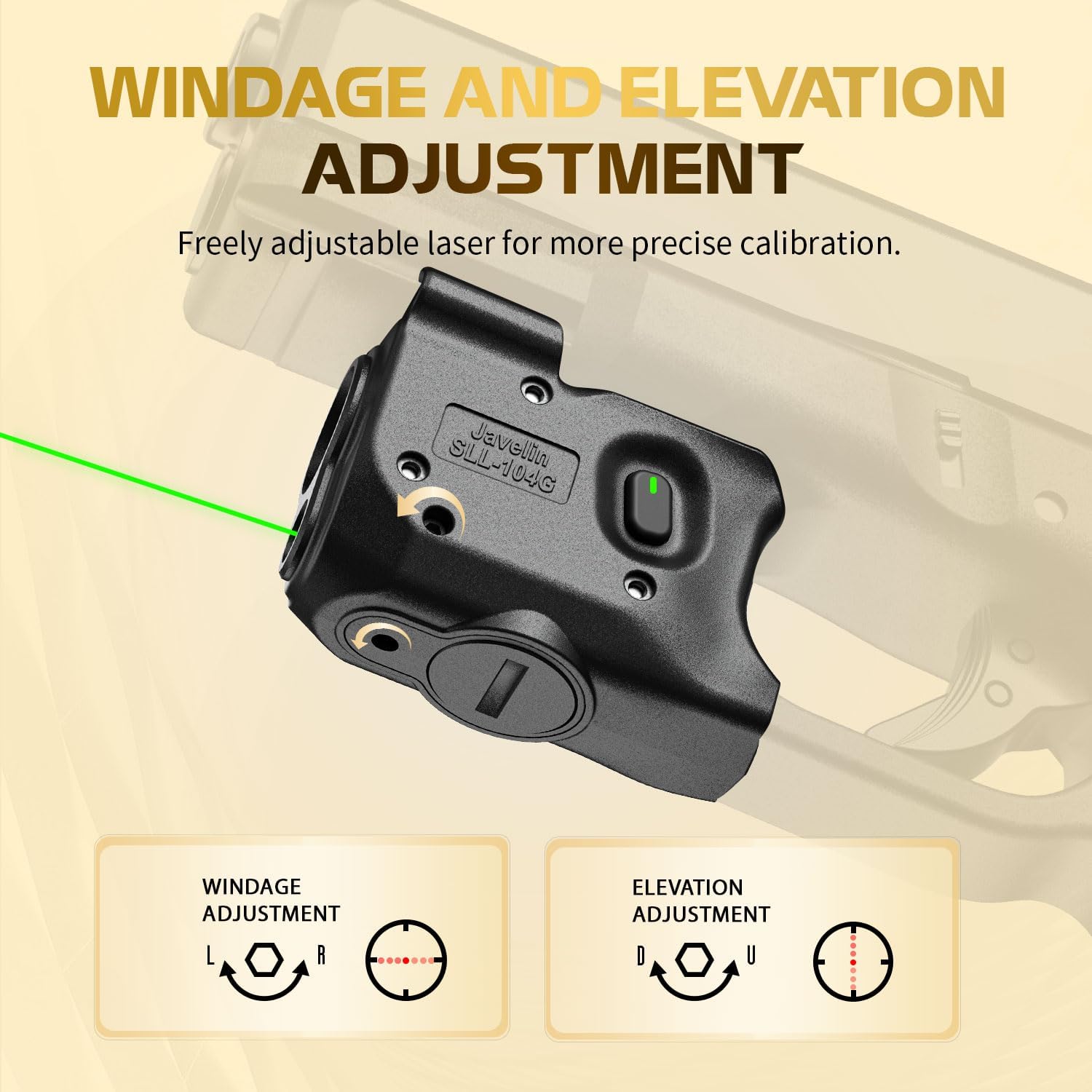 WARRIORLAND Pistol Light Laser Combo Fits Glock 17/19 Gen 3-5 & 22/23/31/32 Gen 3-4 & 19X/44/45, Compact 150-Lumen Tactical Weapon Light with Green Laser & White LED Flashlight, SLL-104G
