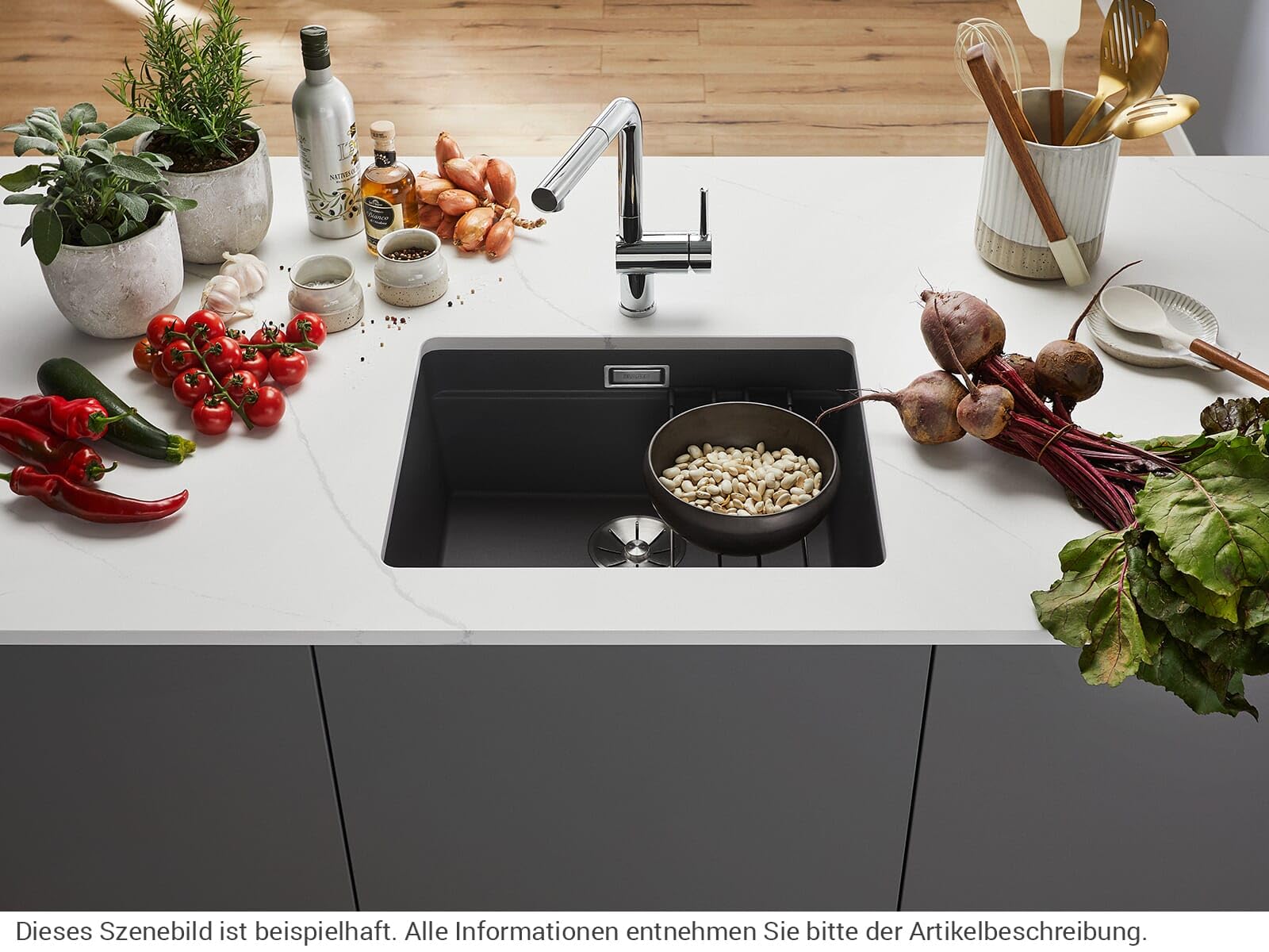 BLANCO etagon 500-U 522227 Évier de Cuisine en Silgranit pour Meuble sous Évier d’une Largeur de 60 cm Installation sous Plan Gris