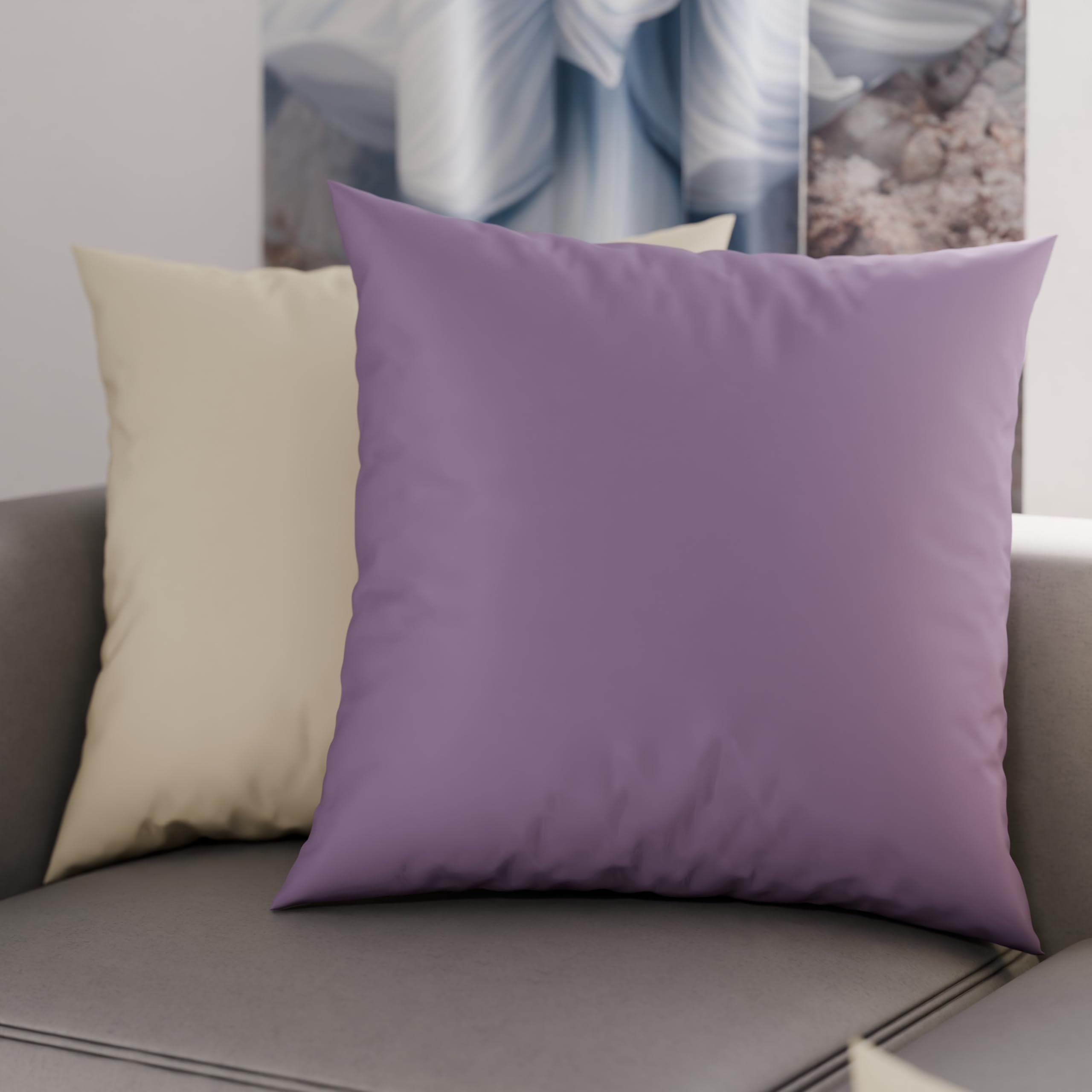 PETTI Artigiani Italiani - Pair of Pillowcases 35x35 cm in Microfiber, Bedroom Cushions, Sofa, Set of 2 Cushion Covers, Double Face Lilac and Cream Pillowcase — image 1