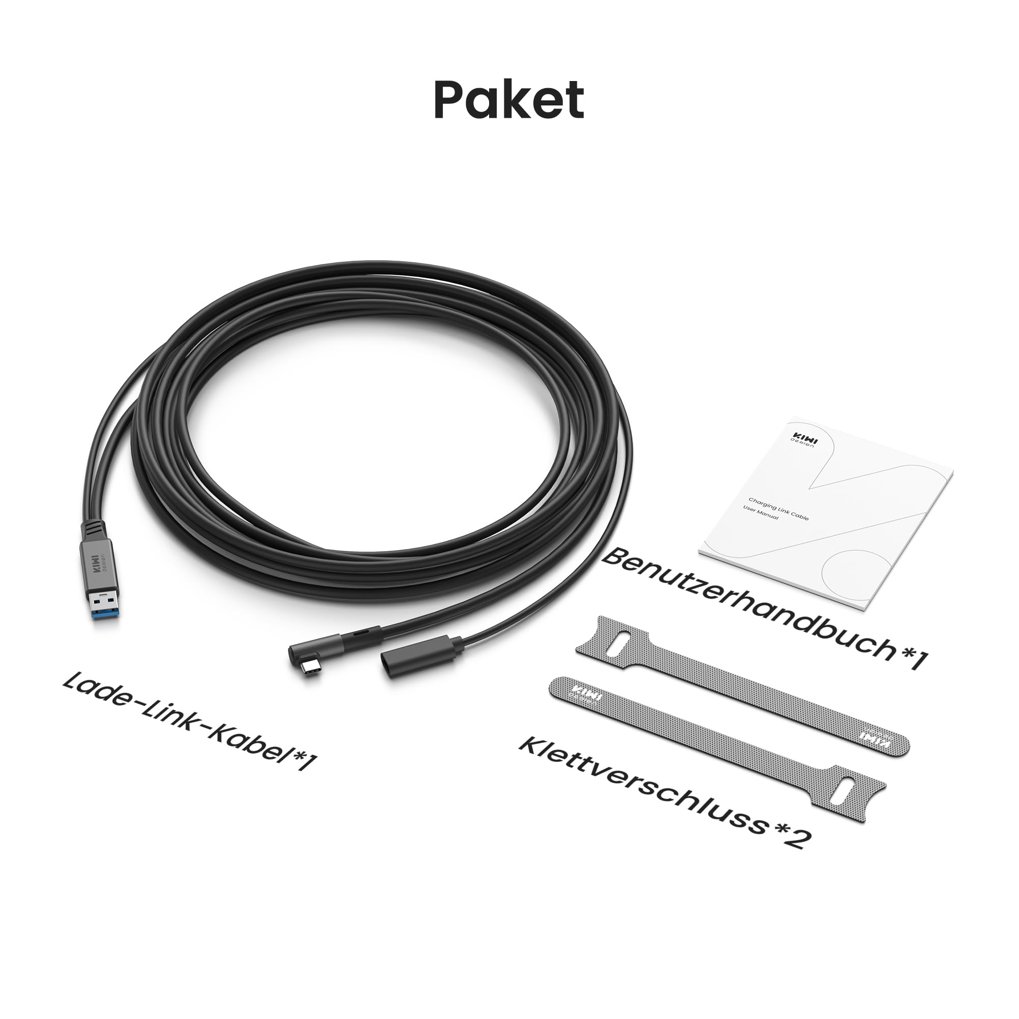 KIWI design Link-Kabel mit Ladefunktion 5M Kompatibel mit Meta Quest 3s Quest 3 Quest 2/Pro/Pico 4 Zubehör und PC/SteamVR, USB 3.0 zu USB C Link-Kabel mit 5 Gbps High-Speed für Erweitertes Gameplay