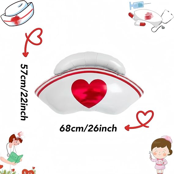 2Pcs Nurse Cap Balloons/Nurse Party Decorations/Nurse Graduation Decorations/Nursing Graduation Party Supplies/Nursing School Graduation Party Decorations/Nurse Appreciation Party Decor