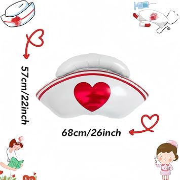 2Pcs Nurse Cap Balloons/Nurse Party Decorations/Nurse Graduation Decorations/Nursing Graduation Party Supplies/Nursing School Graduation Party Decorations/Nurse Appreciation Party Decor