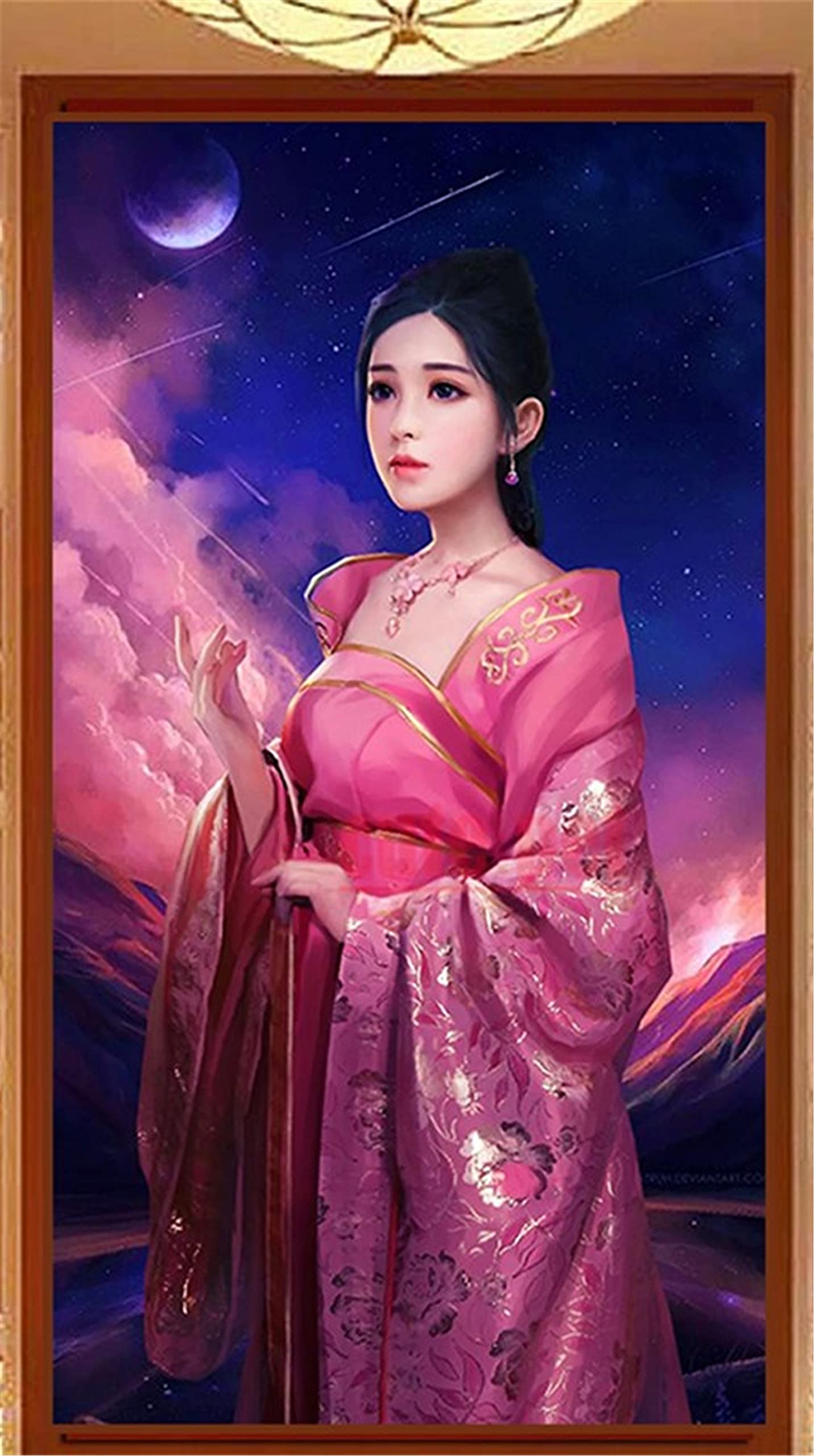 Broderie diamant 5D beauté orientale pour créer une déco murale zen dans votre salon ou chambre
