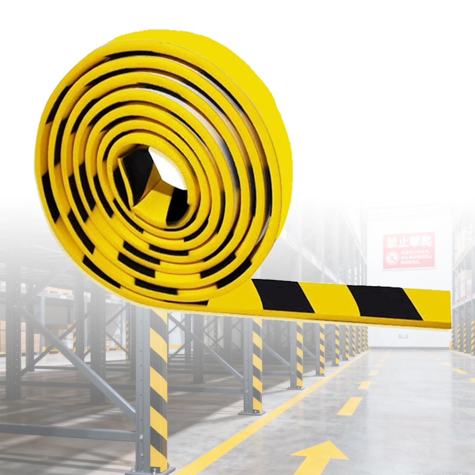 Protectores de esquina planos, tiras anticolisión industriales amarillas y negras, protector de borde de 197 pulgadas, protectores de esquina suaves para garaje, almacén, fábrica