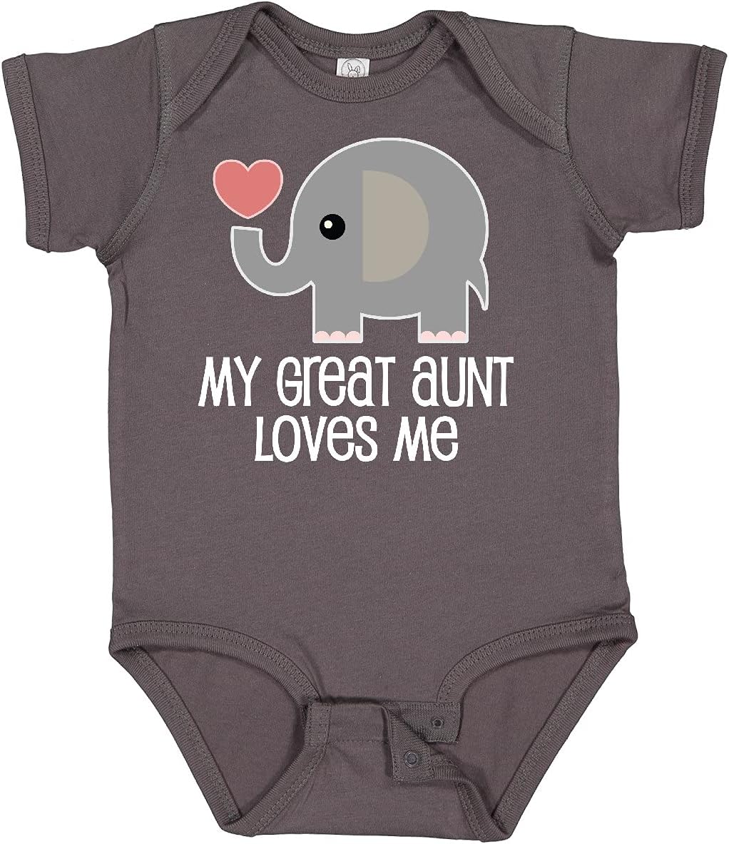 inktastic Great Aunt Loves Me Elephant Baby Bodysuit