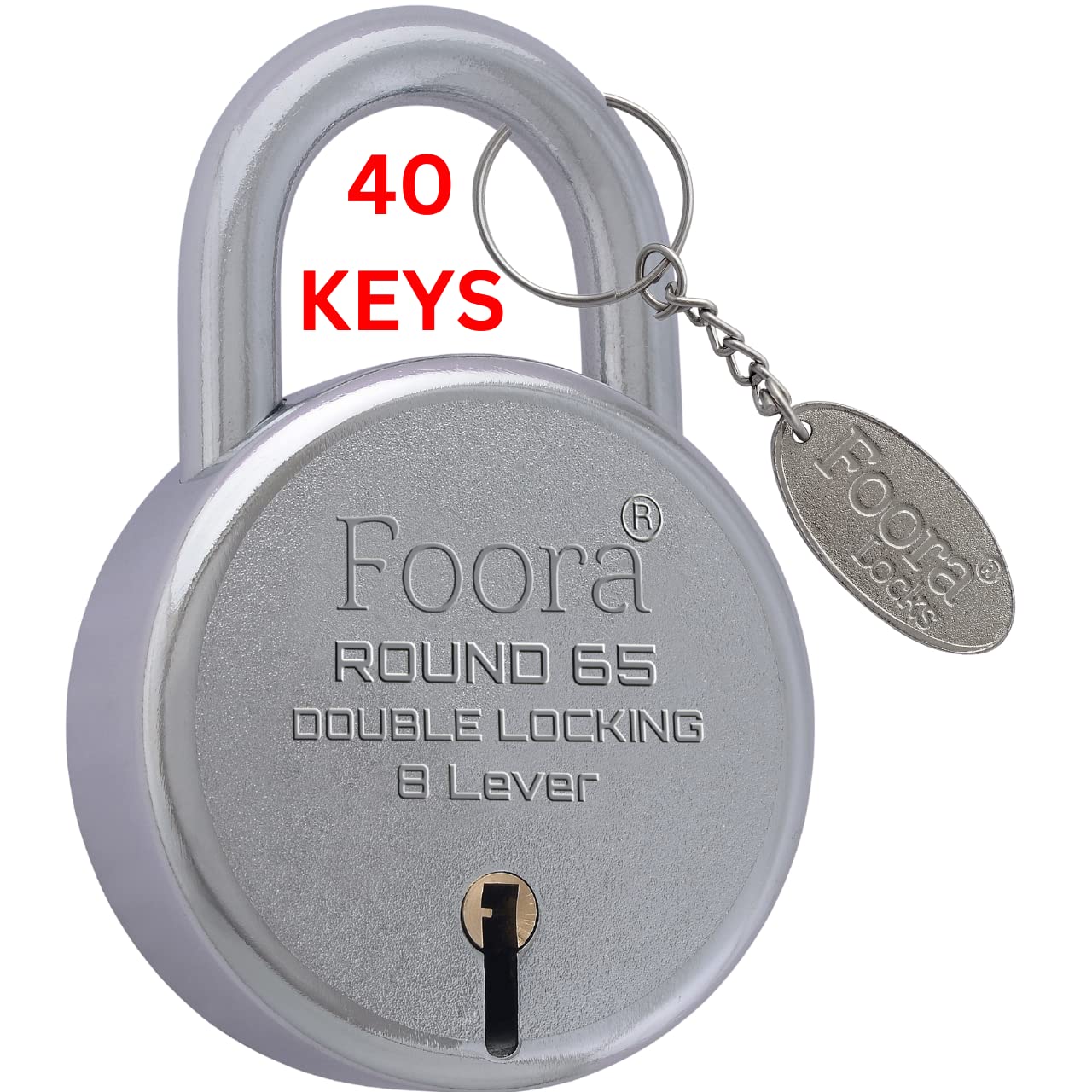 Foora lock and keys door lock for home round 65mm padlock with 40 keys and 1 key chain antitheft double locking 8 lever gate, shop shutter finish silver Good for rental Apartment hostel (40 Keys Foora Round 65) (B0BVVDKW4C) Amazon Price History, Amazon Price Tracker