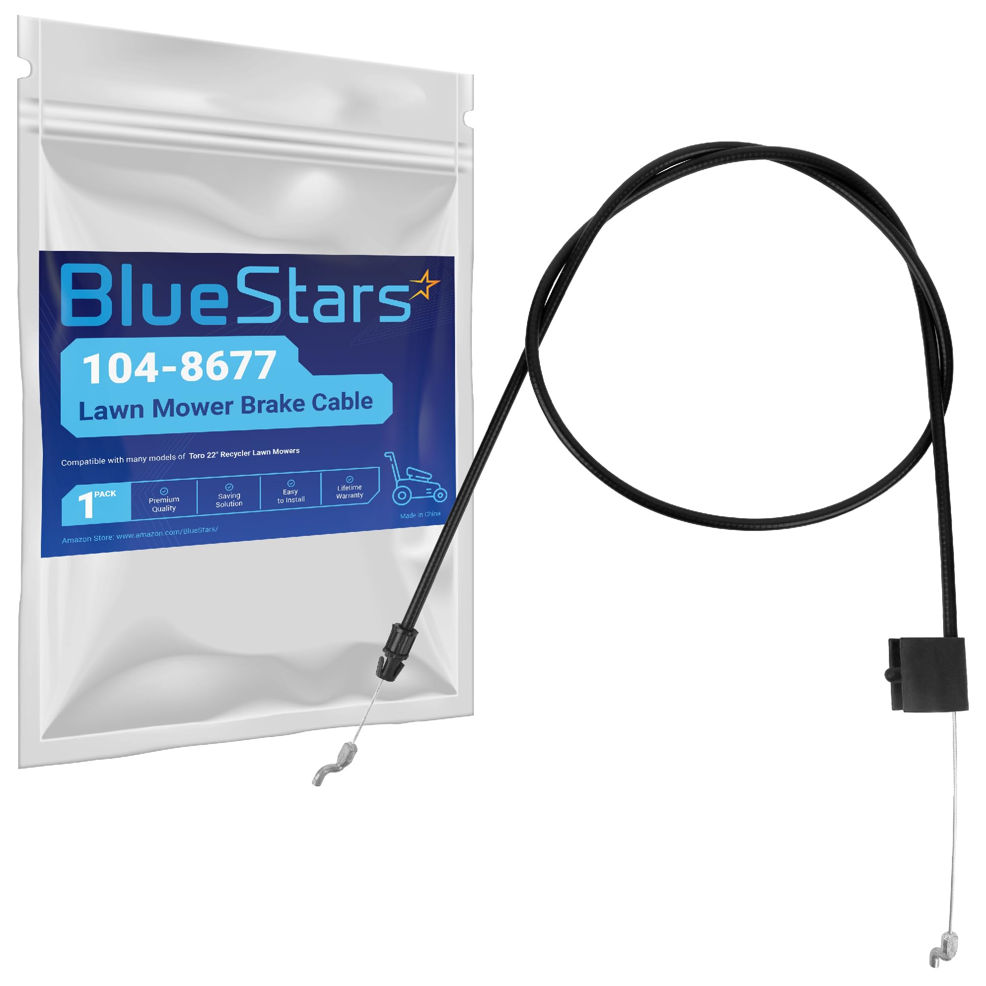 BlueStars 104-8677 Brake Cable - Compatible with Toro 22” Recycler Mowers