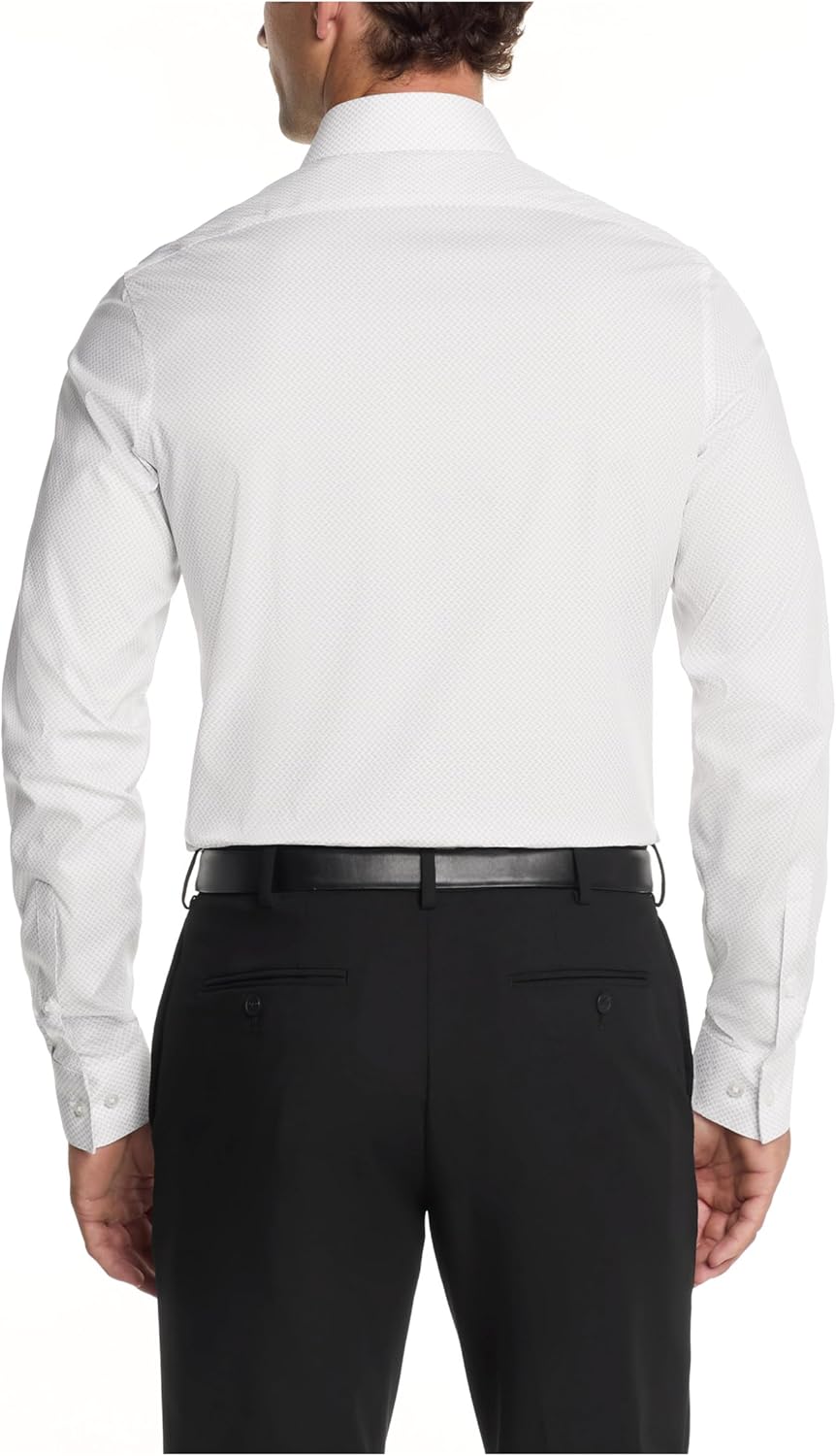 Calvin Klein Men's Dress Shirt Slim Fit Non Iron Stretch Print Grey - Image 2