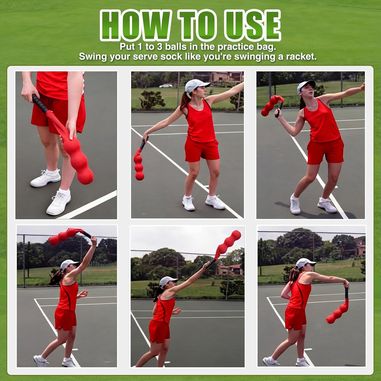 1 Pcs Tennis Serve Trainer Rebound Aid Moving Ball Tool Improves Rhythm Smooth Swing Serve Training Sock Correct Posture Suitable for Beginners and Professional Players Portable Equipment