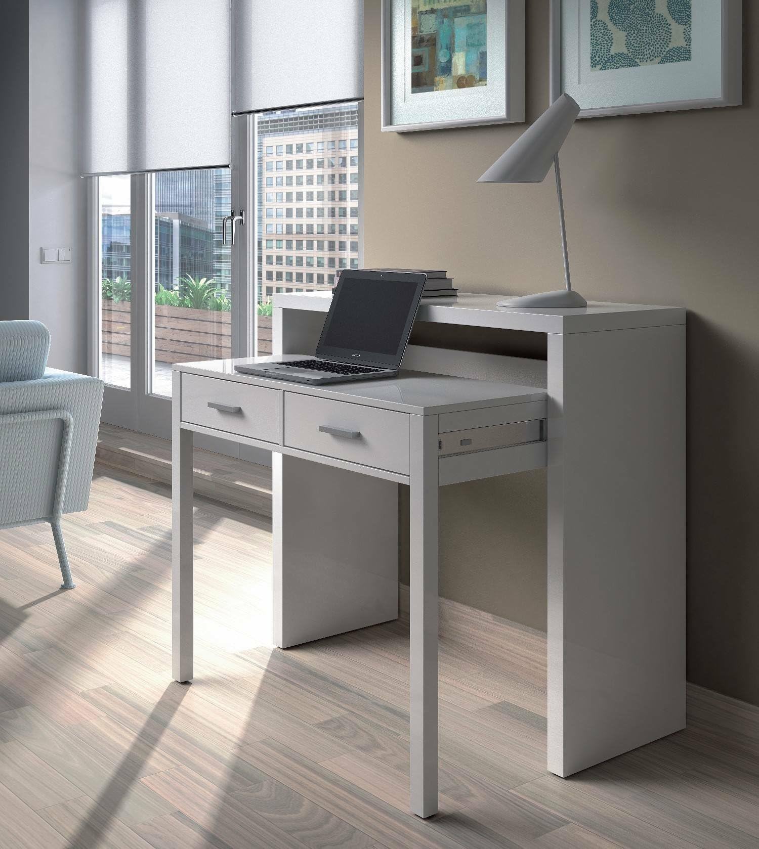 Design consoletafel FANTOME 100cm transparant glas met plank - 43437