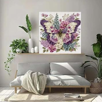 Butterfly Animals Diamond Painting Kits for Adults Beginners,Flower 5D Diamond Art Kits for Adults ,DIY Full Drill Diamond Dots Art With Gem Art Craft for Adults,Home Wall Decor 13.8 X 13.8Inch