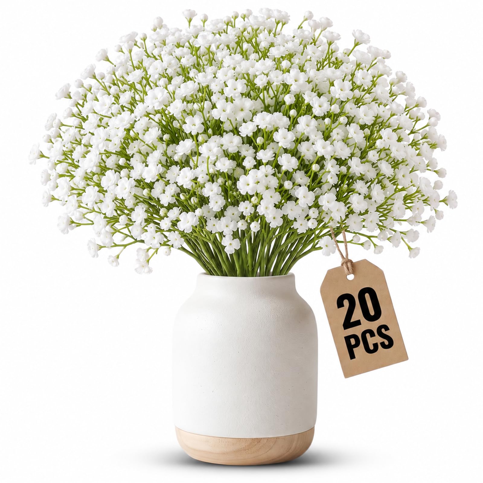 GZRNZSM 20 Pcs Artificial Flowers, Faux Gypsophila Baby's Breath Bouquets