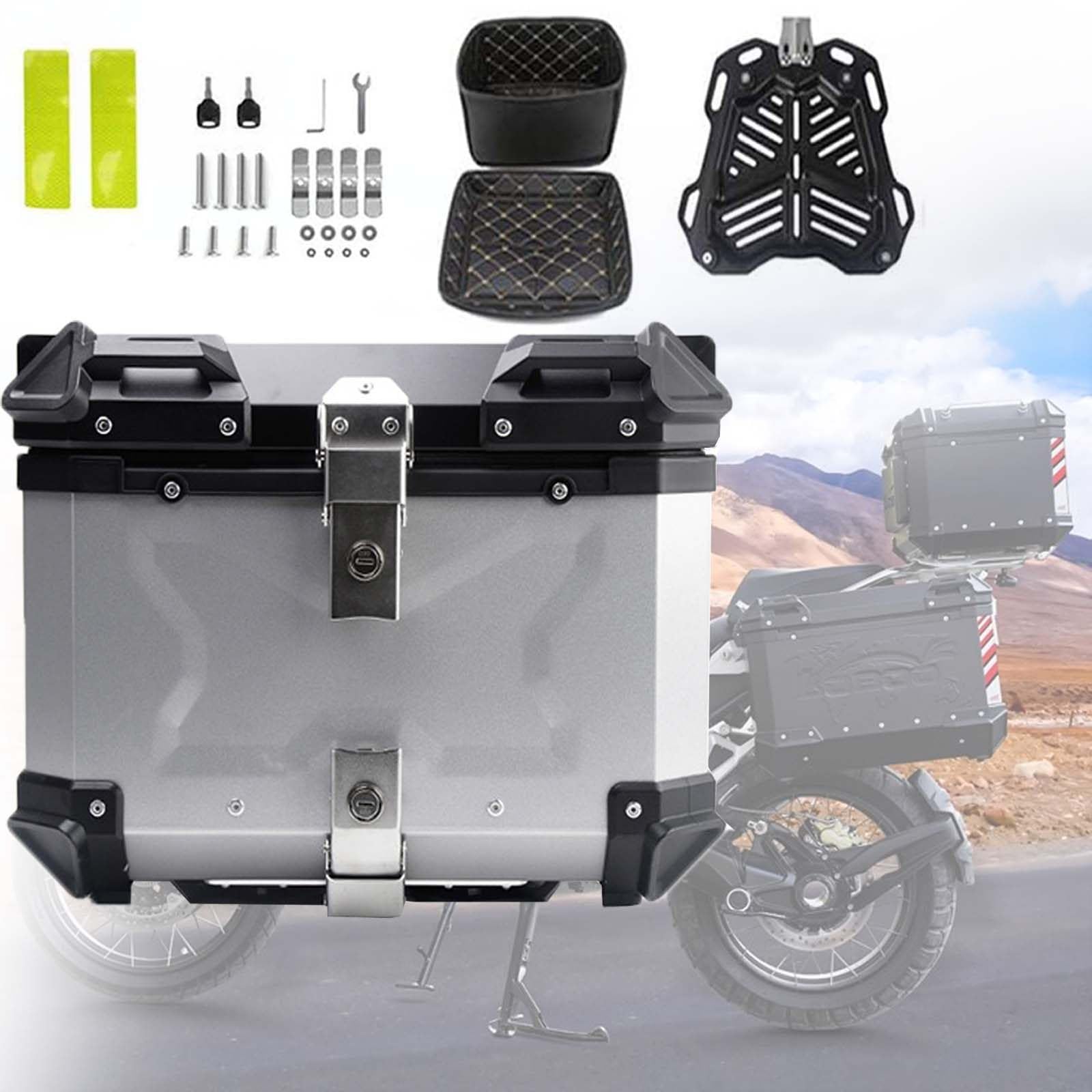 Bagage de moto en aluminium haut de gamme 100L finition argent