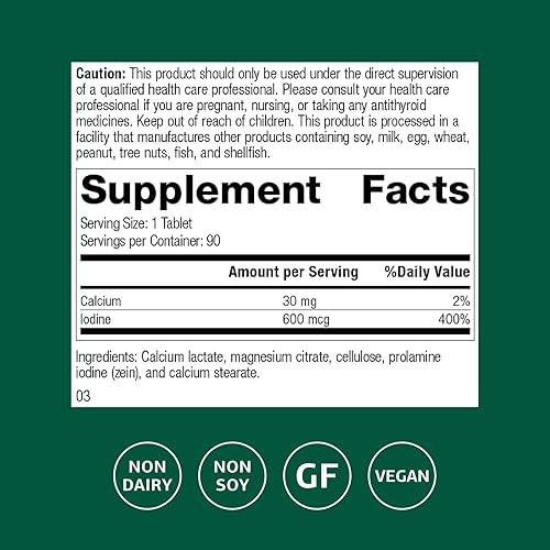 Miniatura 2 de Standard Process Inc. Prolamine Yodine - Soporte para la tiroides con lactato de calcio, yodo, calcio y citrato de magnesio - 90 tabletas