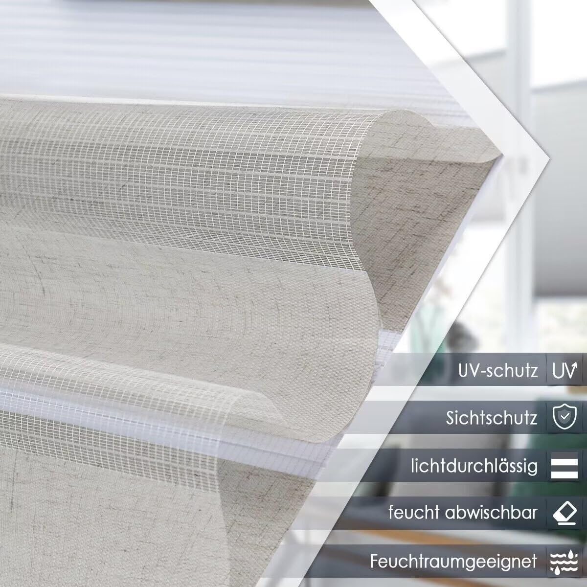 Doppelrollo Klemmfix ohne Bohren 120x170cm(BxH) Holzlook Buche,Rollo mit Lichtdurchlässig und Verdunkelnd/Höhe Stufenlos Verstellbar für Schlafzimmer,Badezimmer,Wohnzimmer Fenster und Tür