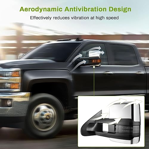 Miniatura 7 de AUTOSAVER88 Espejos de remolque compatibles con Chevy Silverado GMC Sierra 1500 2014-2018, 2015-2018 SilveradoSierra 2500HD 3500HD Pickup, espejos