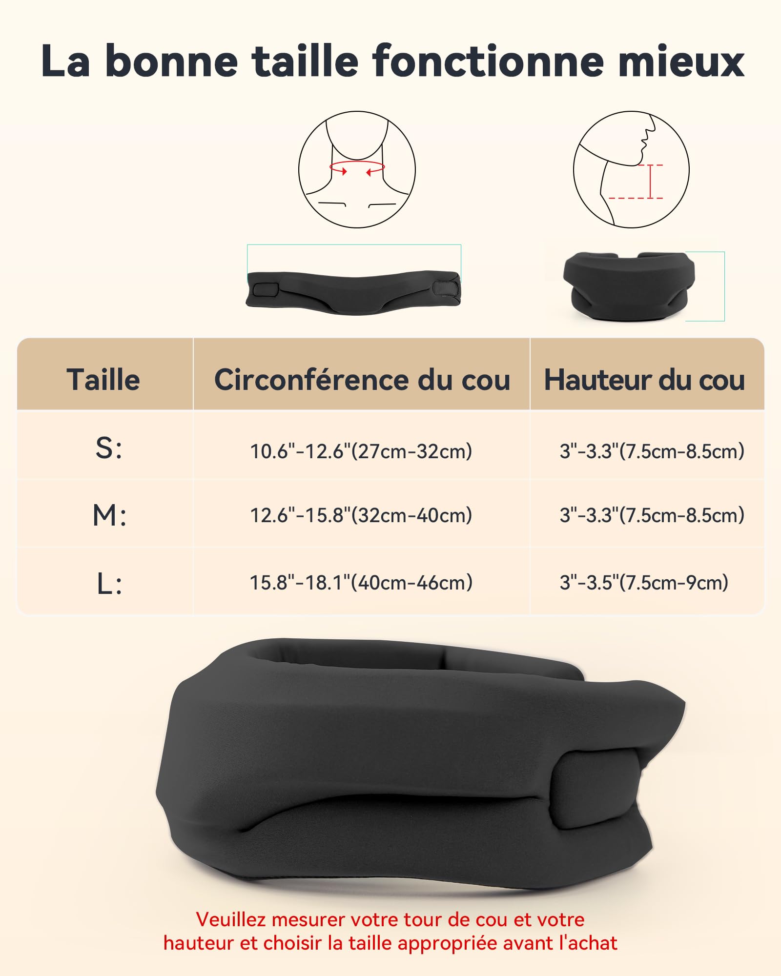 Collier Cervical Soutien en Mousse Souple-Minerve Réglable Homme/Femme pour Bureau et Voiture-Soulage les Tensions du Cou et Améliore la Posture
