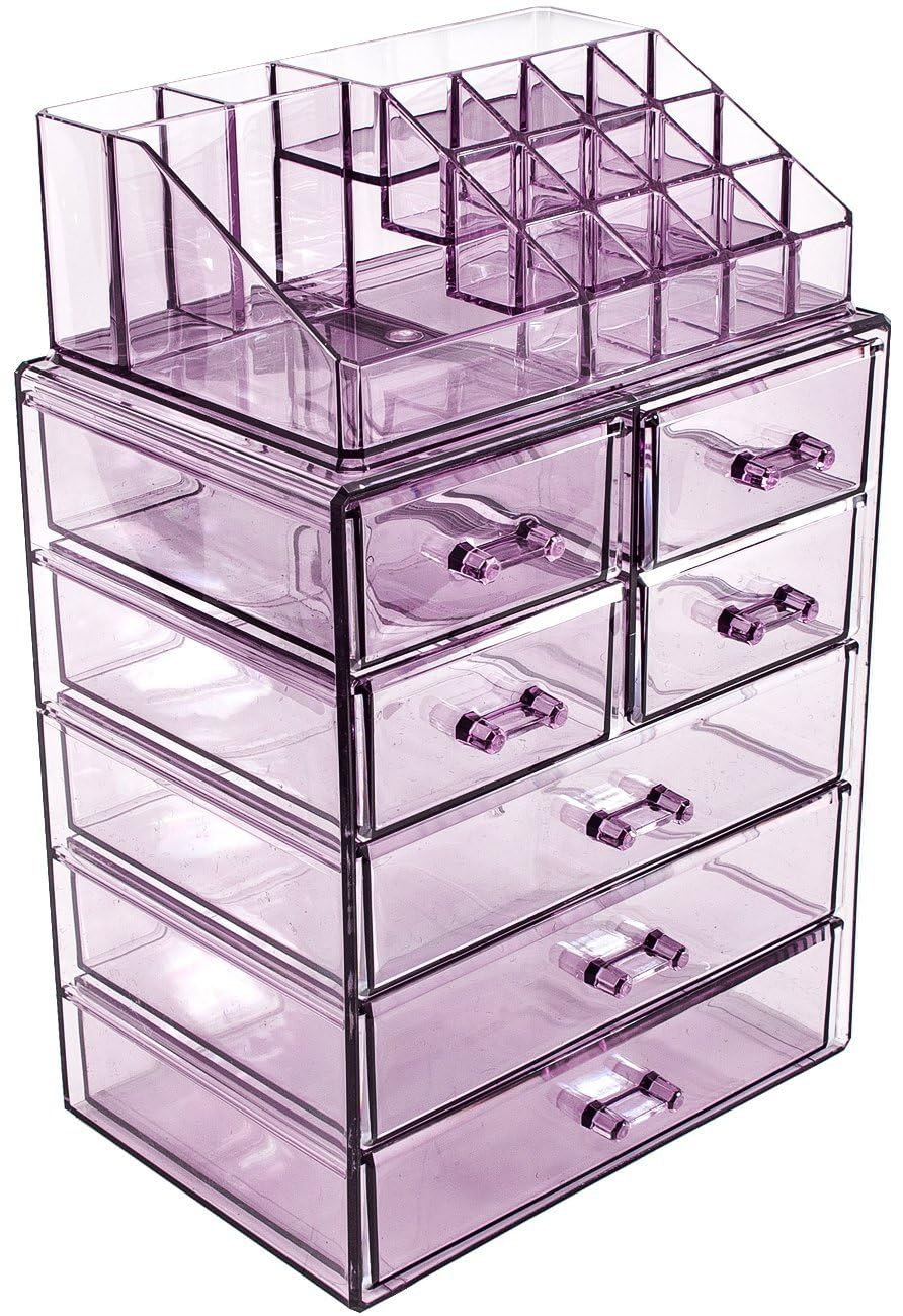 Sorbus Caja de almacenamiento de acrílico para cosméticos y joyas, diseño espacioso, ideal para cuarto de baño, tocador, tocador y encimera