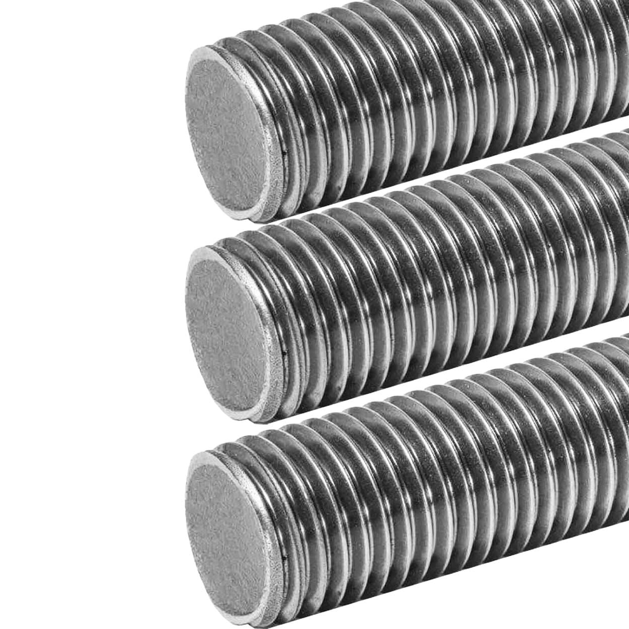 1/2-13 TPI x 24 inches (3 Pack), Low Carbon Steel Threaded Rod, Zinc Coated