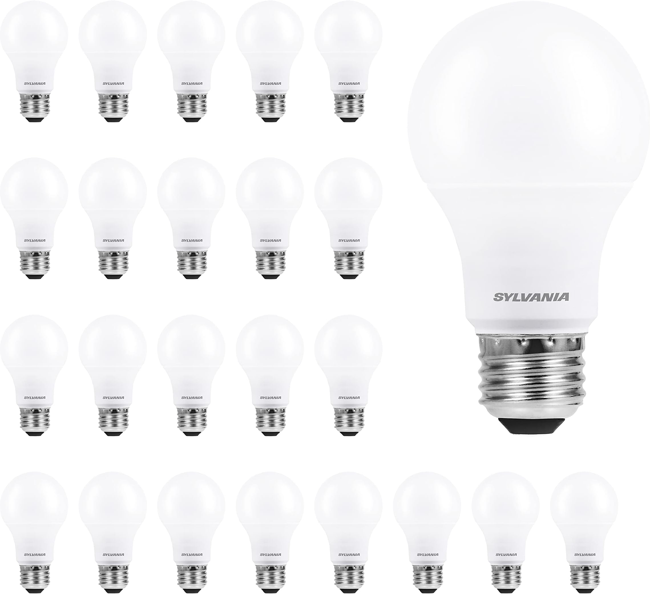 Sylvania ECO LED A19 Light Bulb, 60W Equivalent, Efficient 9W, 7 Year, 750 Lumens, Non-Dimmable, Frosted, 5000K Daylight - 24 Pack (40987)