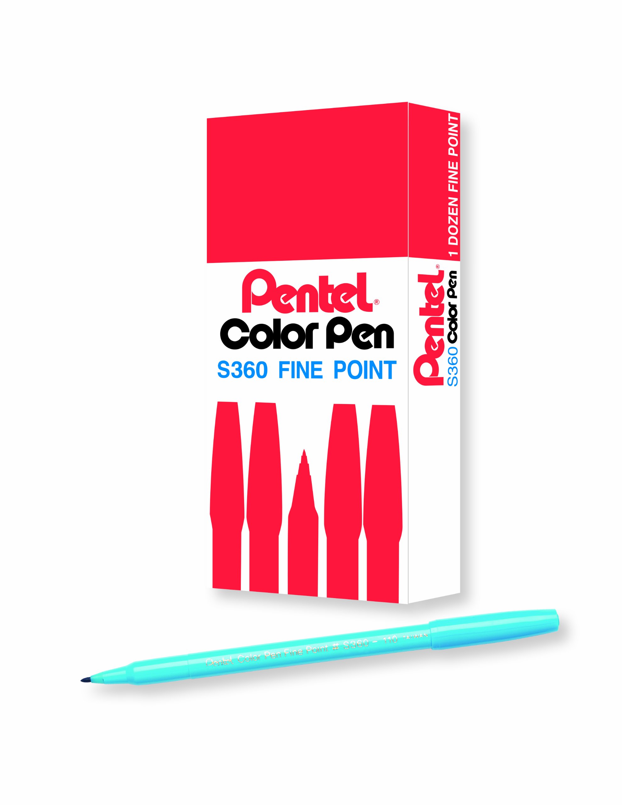 Pentel Arts Color Pen, Sky Blue, Box of 12 (S360-110)