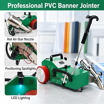 1800W Automatic Hot Air Welder for PVC Fabric, Temperature Range 20-680°C, Ideal for Plastic Welding and Repair, Versatile Tool for DIY Projects