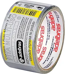 Adelbras Silver Tape Fita Adesiva Reforçada Multiuso de Tecido, Cinza, 48 mm x 5 m