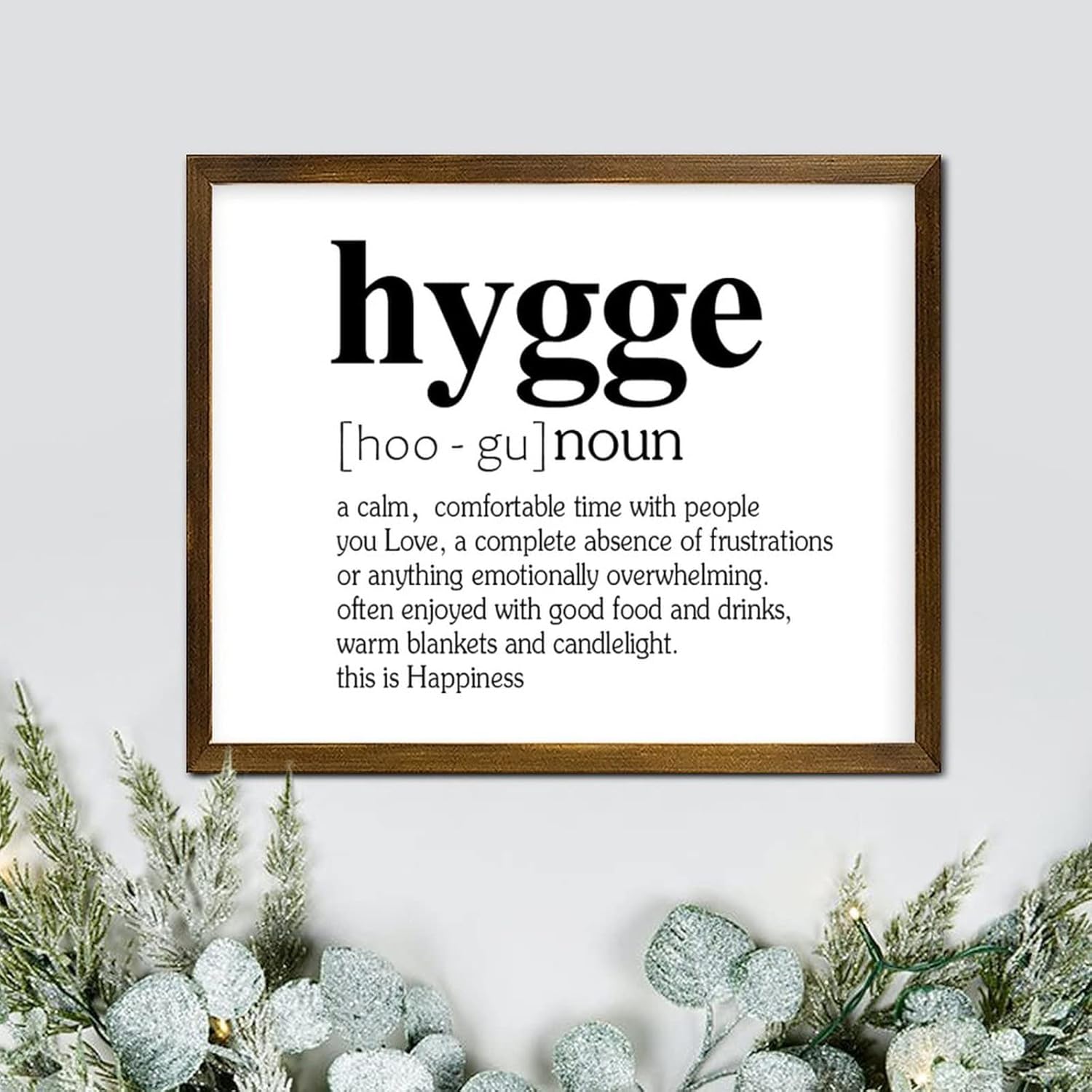 Hygge Definition Framed Sign Hygge Noun Definition Typography Art Print Wooden Wall Art Definition Dictionary Meaning Farmhouse Rustic Wood Wall Hanging Decor for Living Room 16x20in