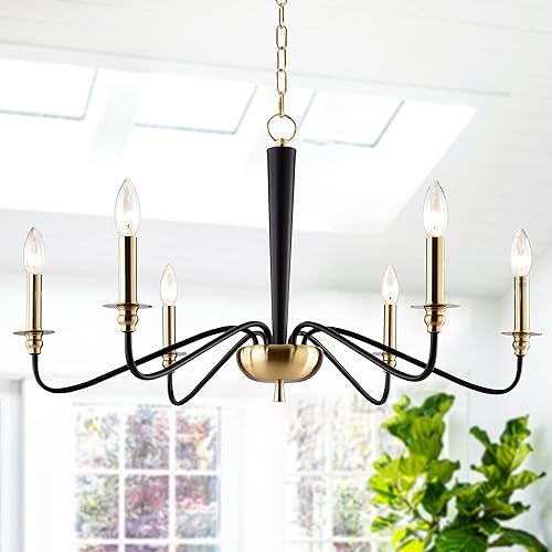 Miniatura 8 de PAPAYA Candelabro moderno de granja  Vela colgante negra y dorada para isla de cocina, sala de estar y vestíbulo, perfecta para candelabros