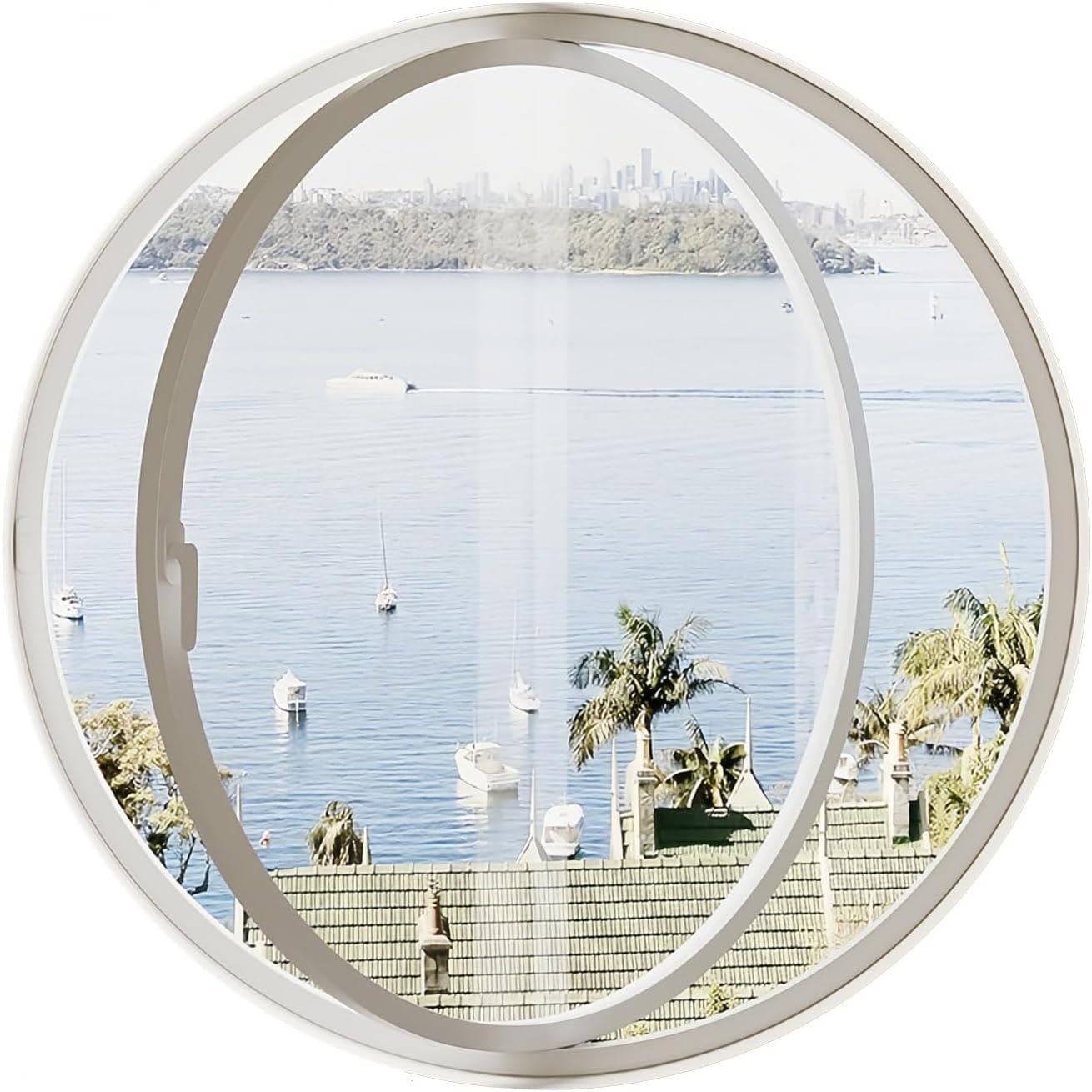 360° Rotatable Round Tempered Glass Shed Window, Rotatable Ventilation Windows, Small Rotatable Round Porthole Window w/Handles,Kitchen Home Decor Porthole