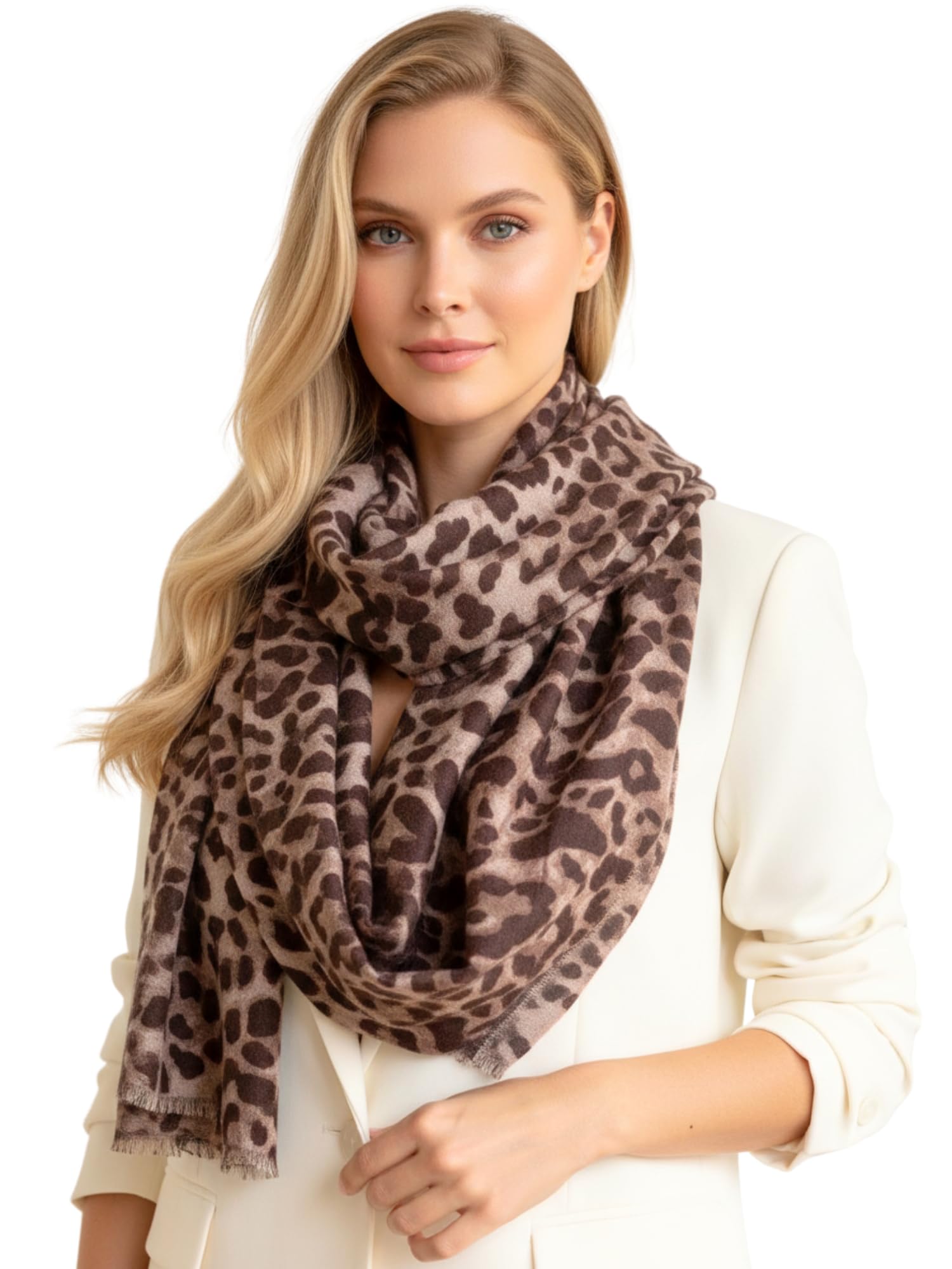The Accessory Co. Large Snakeskin Scarf for Women – Leopard Print Block Design – Lightweight Animal Print Shawl Wrap – Stylish Neck Scarf for Women