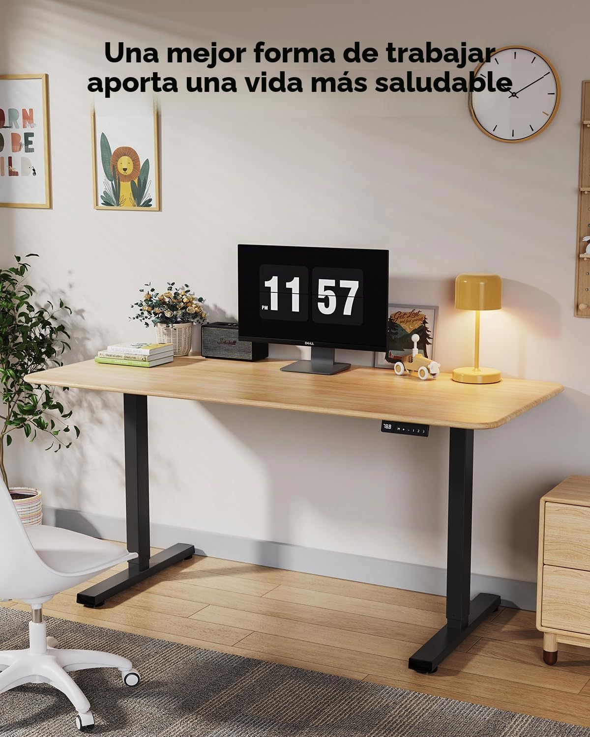 Estructura de escritorio regulable en altura con 2 motores potentes, mesa eléctrica con 3 controles de memoria y protección contra colisiones