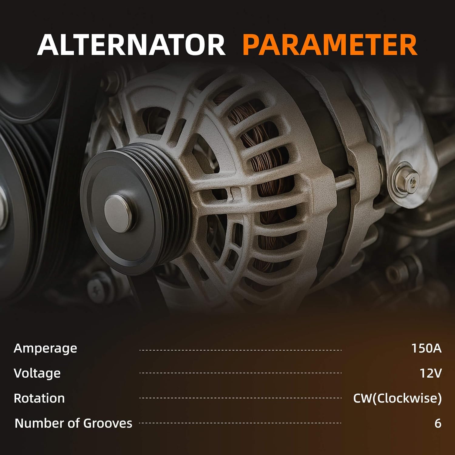 84143543 Alternator 150 AMP Compatible with Chevy Silverado 1500 2500, Express 2500 3500,Tahoe/GMC Sierra 1500 2500 3500, Yukon Replace# 22747894 22747896 23487088 23487089 84143542
