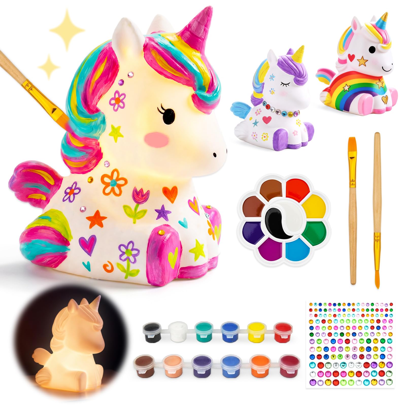 HAPMARS Paint Your Own Unicorn Lamp Kit, DIY Night Lamp Art Supplies Creative Crafts Kit Painting Toy Age 4 5 6 7 8 9 10 11 12 Birthday Christmas Gift