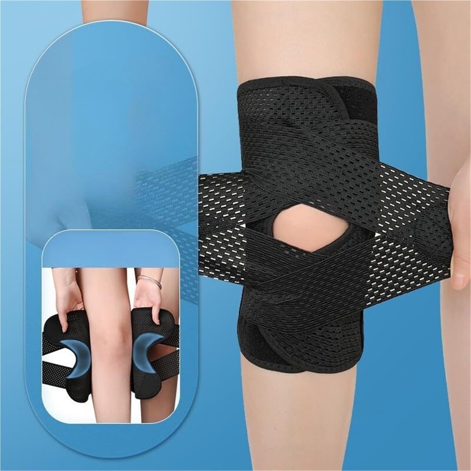 Riutilizzabile Ginocchiera Ginocchiera Sportiva Regolabile Supporto for Menisco Ortopedica Stabilizzante Supporto Ginocchio(White-Six,XL)