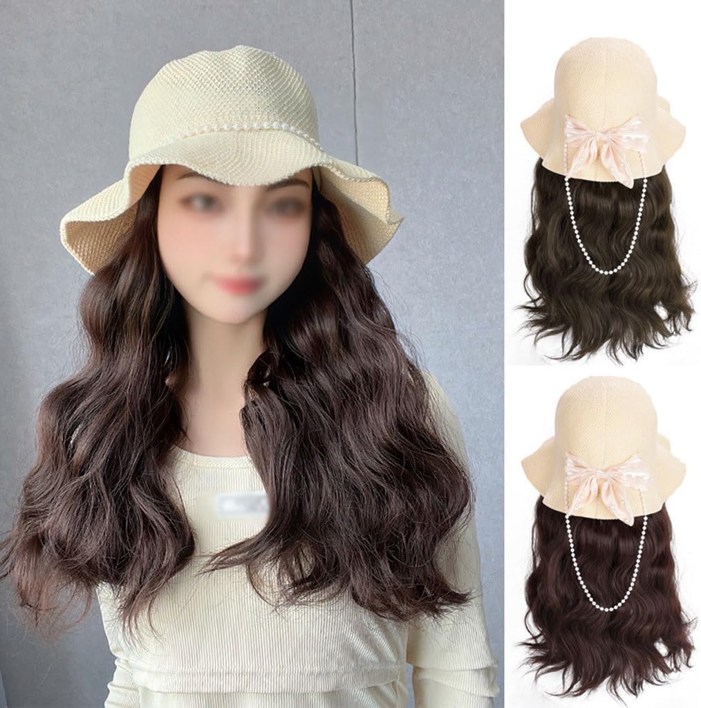 Wig Women's Wig Cap, Long Curly Wig Cap, Wavy Fashion Wig Cap, Suitable for Daily Theme Parties, Concerts, Dates Wigs Human Hair (Color : 03)
