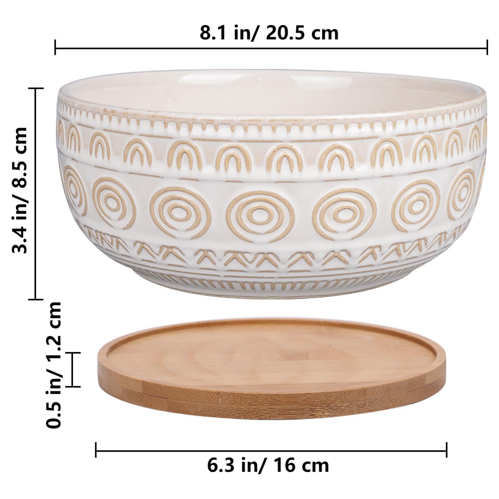 Eightpot Sukkulenten-Übertopf aus Keramik, 20,3 cm, mit Ablaufloch und Untersetzer, rund, flach, für Zimmerpflanzen, weiß