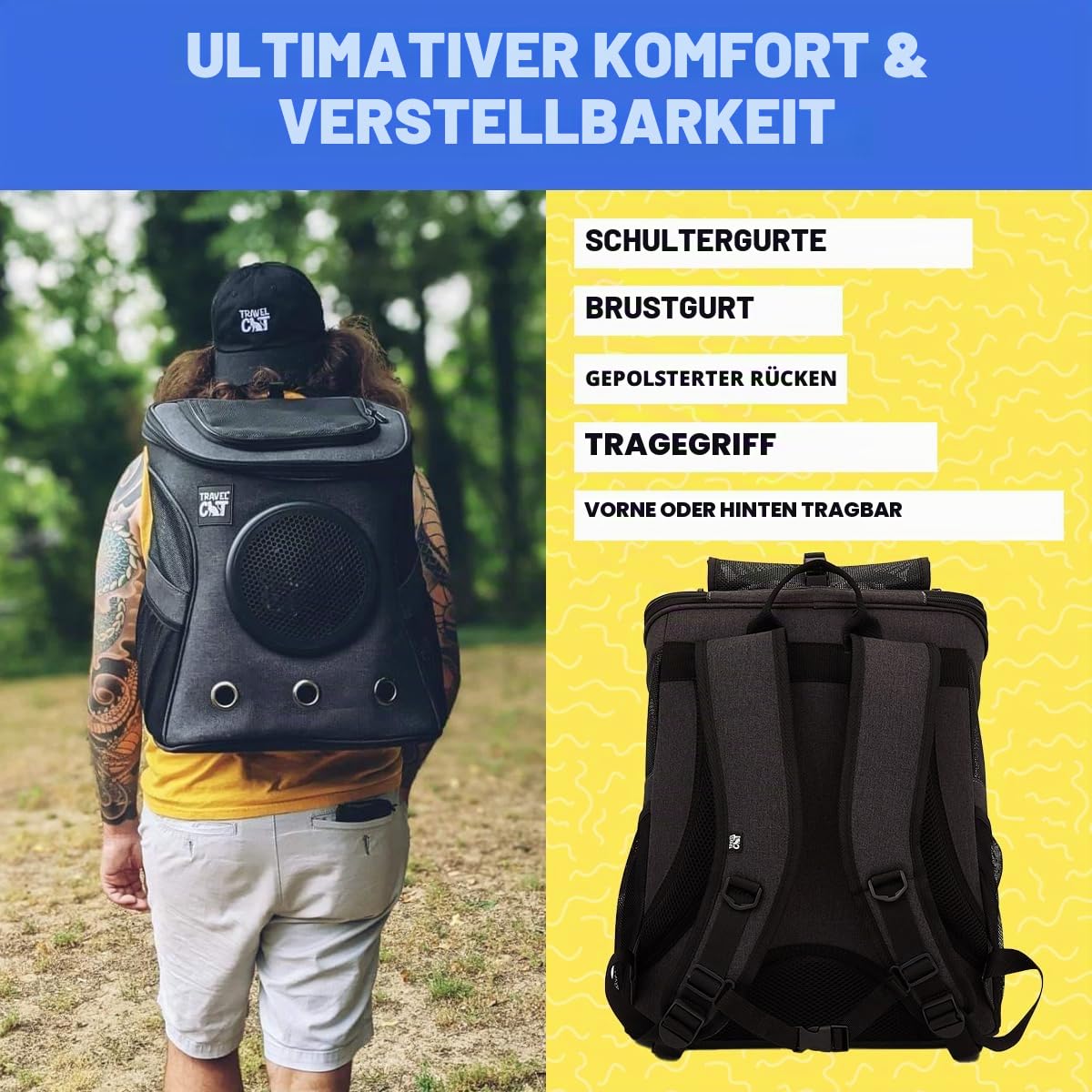 Fat Cat Katze Rucksack Carrier Rucksack – Cat für Katzen von