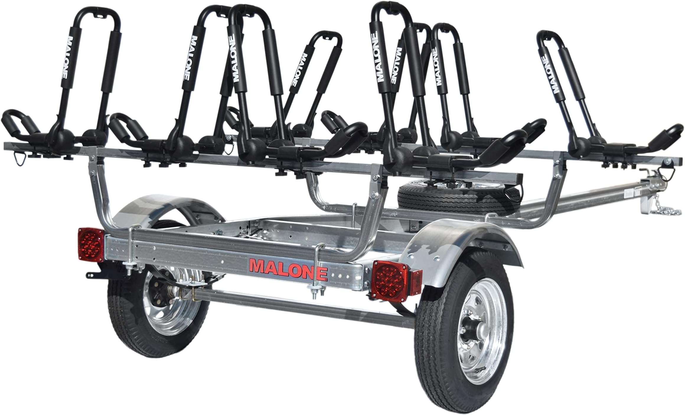 MPG462G2 MicroSport 4 Kayak Trailer with 4 J-Rack Kayak Carriers & Spare Tire | 20' / 800 lbs Capacity | Fully Submersible | Marine Grade Galvanized Steel Construction